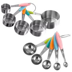 Bakeware Classic Cuisine 10-Piece Stainless Steel With Silicone Measuring Cups And Spoons Set