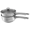 Cookware Classic Cuisine 1.5 Qt. Stainless Steel Double Boiler Saucepan With Lid -Weston Shop stainless steel classic cuisine sauce pans hw031046 64 1000