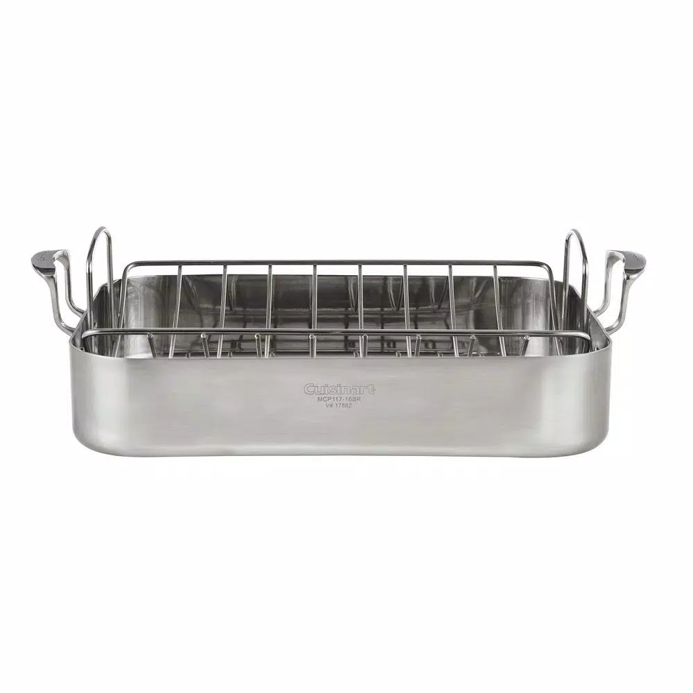 Cookware Cuisinart MultiClad Pro 6 Qt. Stainless Steel Roasting Pan With Rack 4 Cookware Cuisinart MultiClad Pro 6 Qt. Stainless Steel Roasting Pan With Rack - Image 2