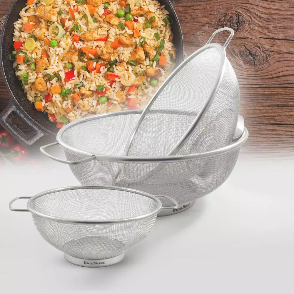 Kitchen Gadgets & Tools ExcelSteel Stainless Steel Fine Mesh Colander With Resting Base (Set Of 3) 6 Kitchen Gadgets & Tools ExcelSteel Stainless Steel Fine Mesh Colander With Resting Base (Set Of 3) - Image 4