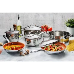 Gotham Steel Stainless Steel 10-Piece Pro Chef Non-Stick Ti-Cerama Premium Cookware Set With Lids 11 Gotham Steel Stainless Steel 10-Piece Pro Chef Non-Stick Ti-Cerama Premium Cookware Set With Lids -Weston Shop stainless steel gotham steel cookware sets 2093 31 1000