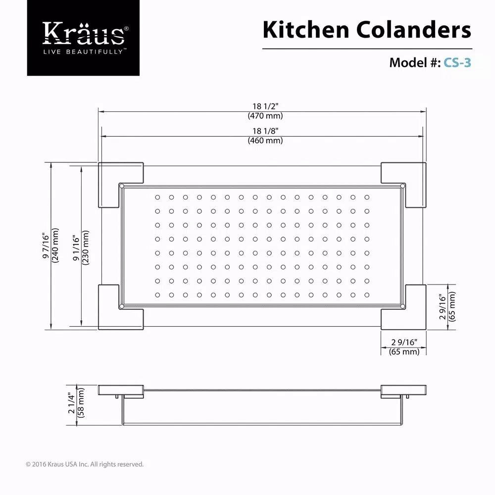 Kitchen Gadgets & Tools KRAUS Stainless Steel Colander 4 Kitchen Gadgets & Tools KRAUS Stainless Steel Colander - Image 2