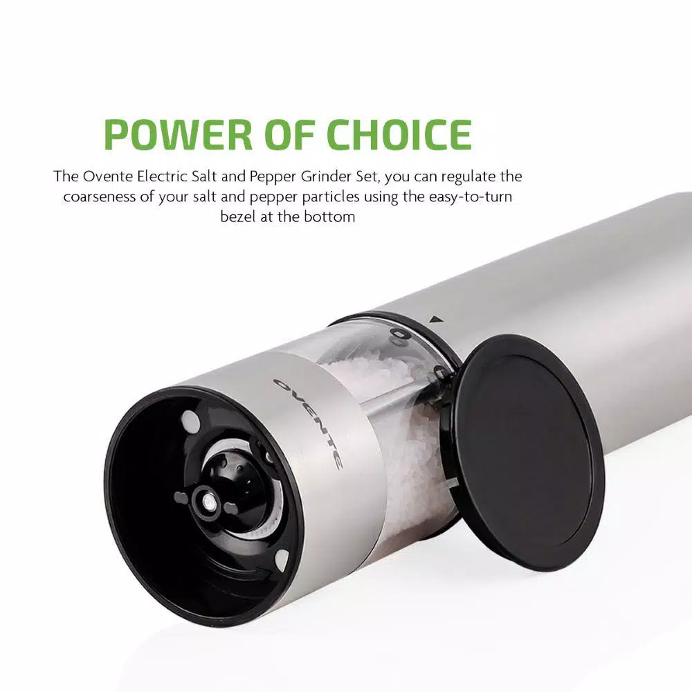 Kitchen Gadgets & Tools Ovente Stainless Steel With Ceramic Blades Electric Salt And Pepper Grinder Set, 6 AAA Battery Operated 7 Kitchen Gadgets & Tools Ovente Stainless Steel With Ceramic Blades Electric Salt And Pepper Grinder Set, 6 AAA Battery Operated - Image 5