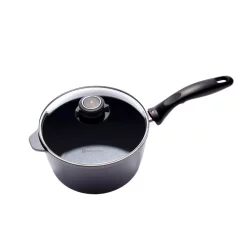Cookware Swiss Diamond Classic Series 3.2 Qt. Cast Aluminum Nonstick Sauce Pan In Gray With Glass Lid