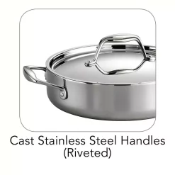 Cookware Tramontina Gourmet Tri-Ply Clad 3 Qt. Covered Braiser -Weston Shop tramontina dutch ovens braisers 80116 009ds 4f 1000