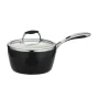 Cookware Tramontina Gourmet Ceramica Deluxe 3 Qt. Aluminum Ceramic Nonstick Sauce Pan In Metallic Black With Glass Lid -Weston Shop tramontina sauce pans 80110 025ds 64 1000