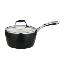 Cookware Tramontina Gourmet Ceramica Deluxe 3 Qt. Aluminum Ceramic Nonstick Sauce Pan In Metallic Black With Glass Lid