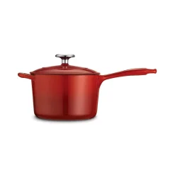 Cookware Tramontina Gourmet 2.5 Qt. Porcelain-Enameled Cast Iron Sauce Pan In Gradated Red With Lid -Weston Shop tramontina sauce pans 80131 060ds e1 1000