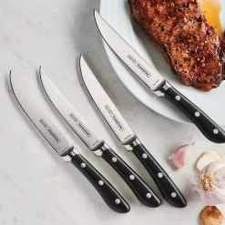 Alternative view of Cutlery Tramontina 5 In. High Carbon Steel Full T Blade With Serrated Edge Steak Knife With Black Polycarbonate Handle (Set Of 4)