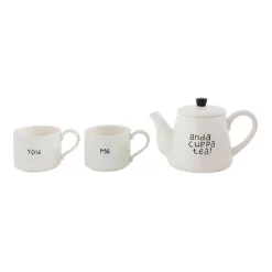 Cookware 3R Studios 20 Oz. White Stackable Teapot And Mugs