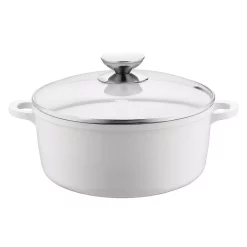 Cookware Berndes Vario Click Pearl 1.25 Qt. Round Cast Aluminum Ceramic Nonstick Dutch Oven In White With Glass Lid