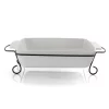 GIBSON Elite 15.5 In. Rectangle Stoneware Bakeware With Metal Rack -Weston Shop white gibson elite baking dishes 985112693m 64 1000