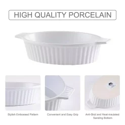 MALACASA 2-Piece White Oval Porcelain Bakeware Set 12.75 In. And 14.5 In. Baking Dish -Weston Shop white malacasa bakeware sets bake bake 032 wb fa 1000