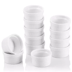 Bakeware MALACASA 2.75 In. White Ceramic Ramekins Souffle Dishes (Set Of 12)