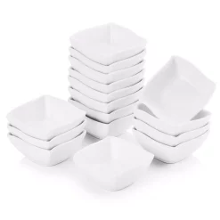Bakeware MALACASA 2.5-Inch Porcelain White Ramekins Souffle Dishes Serving Bowls(Set Of 16)