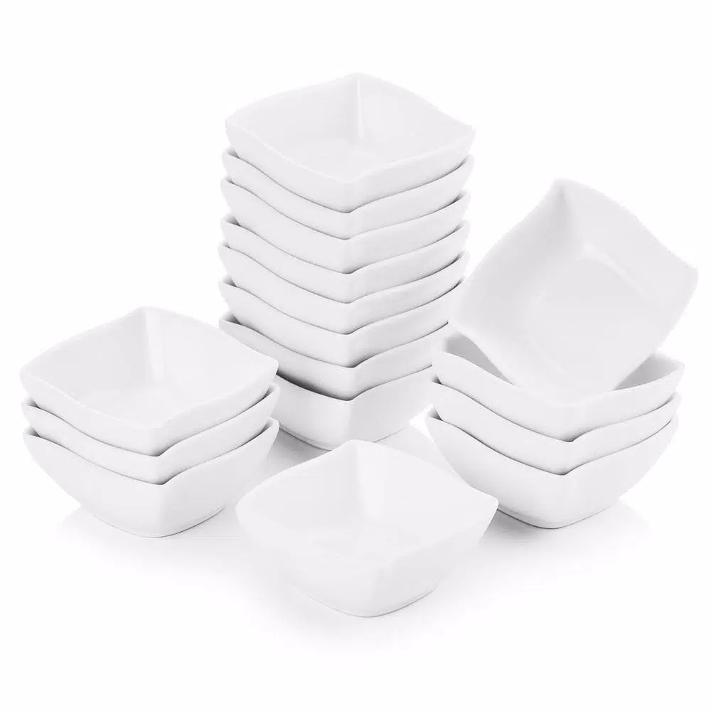 Bakeware MALACASA 2.5-Inch Porcelain White Ramekins Souffle Dishes Serving Bowls(Set Of 16)